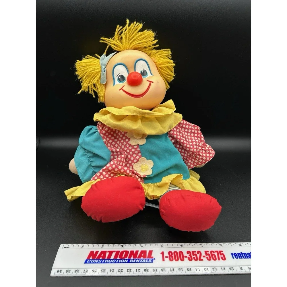 Vtg 1984 Dakin CHEERY-TEARY CLOWN 2-Face Dream Doll Plush Vinyl Head